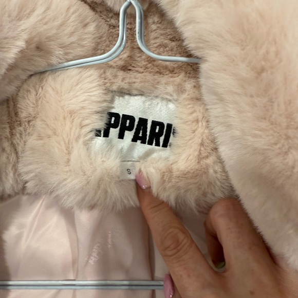 Apparis Plush Faux Fur Coat in Blush - Picture 3 of 5